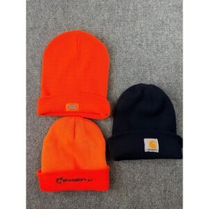 Dickies Carhartt SharkBite Max Beanie Hat Lot Orange Navy Blue One Size Knit Cuf